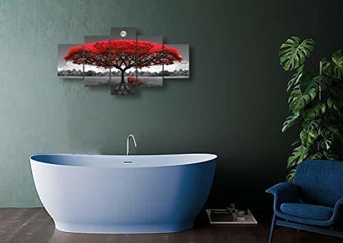 Imagen 4 de 7 de Lienzo Decorativo Para Pared, Diseño De Árbol Rojo, Con Lun