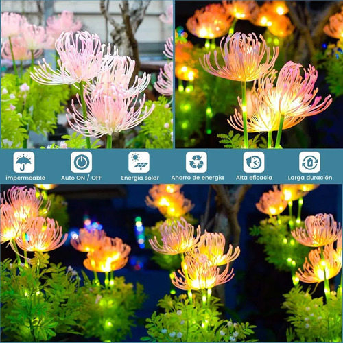 2 Luces Solares De Flores Para Decoración De Jardín De 70 Cm
