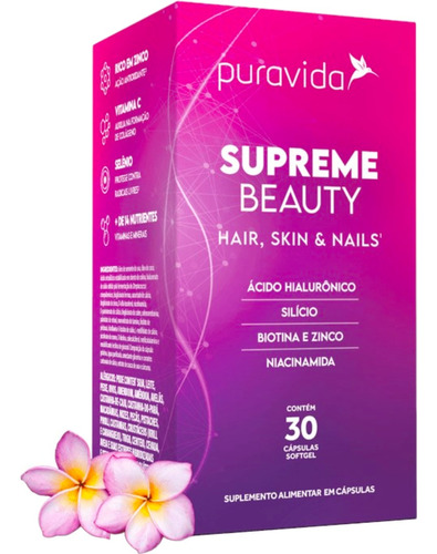 Supreme Beauty Pura Vida + Biotina, Ác Hialurônico, Silício Sabor Neutro