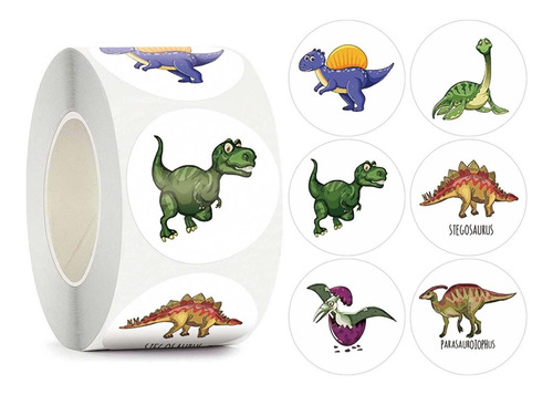 500 Count / Roll Dinosaur Stickers Calcomanías 3,8 Cm