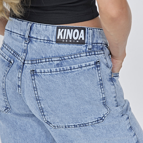 Bermuda Rigida Wide Celeste Nevada Mujer Kinoa Denim