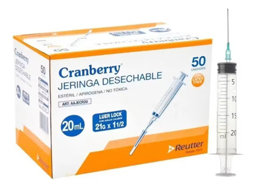 Caja Jeringa Con Aguja 20 Ml X 50 U, Cranberry - Deltamed