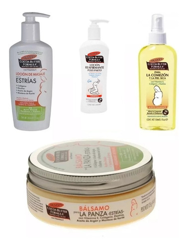 Kit Anti Estrías Y Embarazo Bálsamo Crema Loción Y Aceite