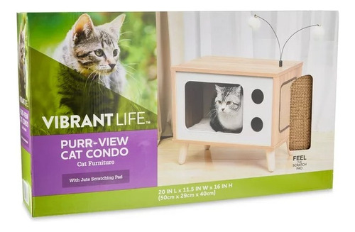 Casa Para Gato Vibrant Life Purr-view Retro Tv Cat Condo