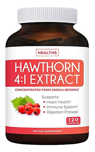 Extracto De Hawthorn Berry 4: 1 (120 Capsulas) Apoya La Pre