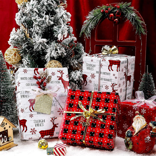 Rollo De Papel De Regalo Navideno Wrapaholic, Diseno Rust...