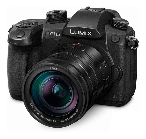 Cámara Lumix Kit GH5 + lente 12-60mm ASPH sin espejo color negro