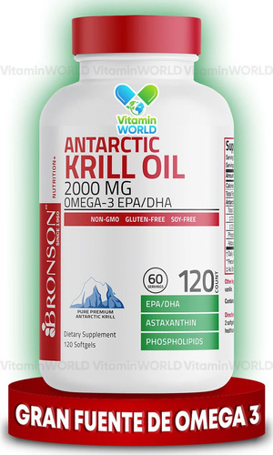 Bronson Aceite Krill Antártico 2000mg Omega-3 Epa Dha 120 Sg Sabor Sin Sabor