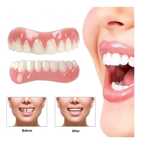 2 Set De Prótesis Profesionales De Silicona Brillante Dentes