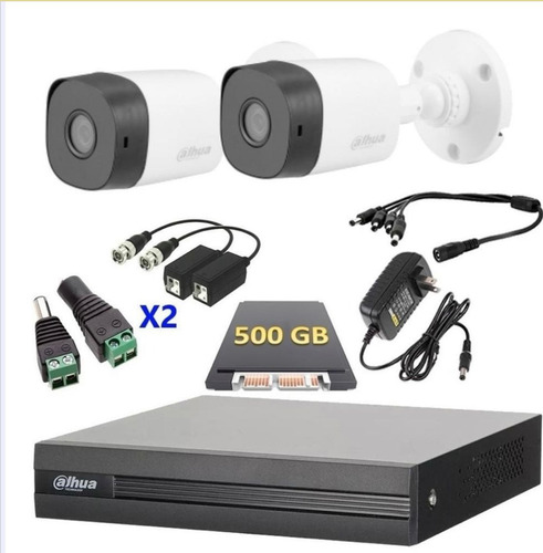 Kit De 2 Cámaras De Video Vigilancia Dahua 1080p 500gb