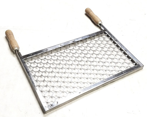 Grelha Churrasco Tela Furo Moeda 40x25 Em Inox