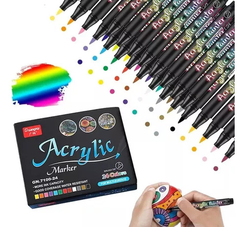 Pincel Tipo Plumons Tip Brush Da E De 24 Pintas Acrílicas