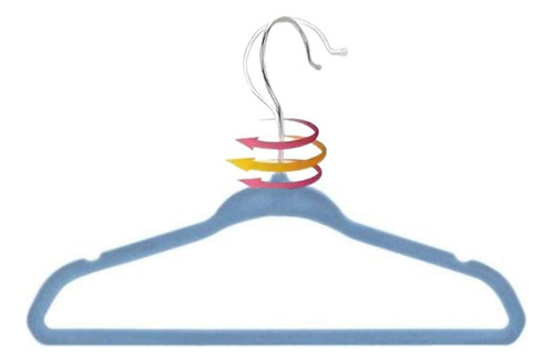 10 Cabides De Veludo Finos Infantil Azul Antideslizante Slim Azul