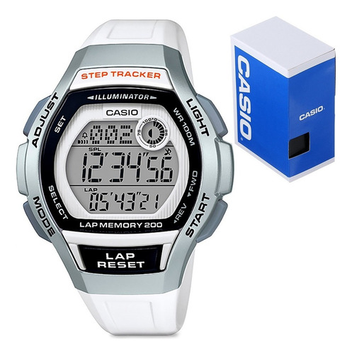 Reloj Casio Dama Lws 2000hc Contador De Pasos 200 Memorias Correa Blanco