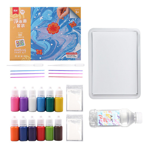 Kit De Colores Colors Paint 12.art Marbling Water Crafts