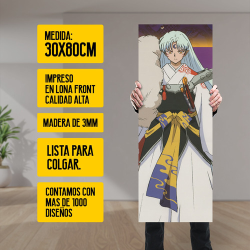 Imagen 2 de 8 de Cuadro Grande 30x80 Cm Inuyasha Sesshomaru Rey Bestia Oeste