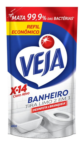 Kit 2 X-14 Limpeza Pesada Veja Banheiro 2em1 400ml Cada
