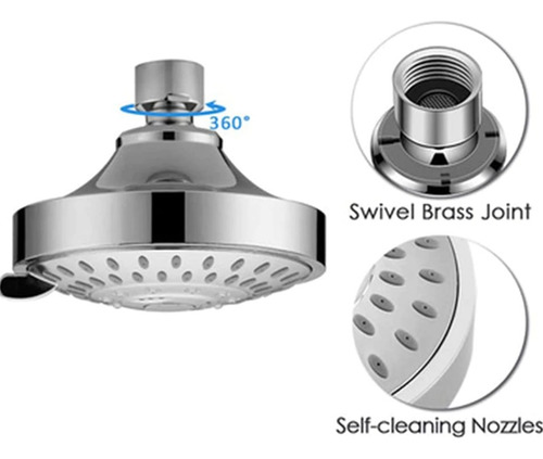 Cabezal De Ducha Con Ahorro De Agua Ajustable Cromado De Alt