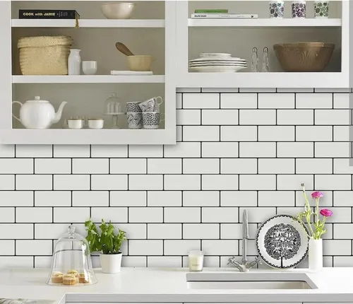 comprar Lamina Vinilo Autoadhesivo Azulejo Subway 2mts X 60cm