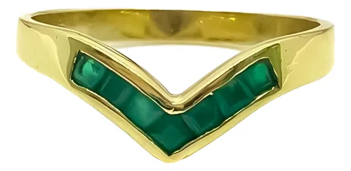 Anillo Pico Oro 18k Esmeraldas T18