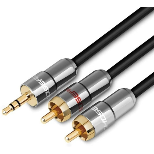 Imagen 1 de 1 de Cable Auxiliar Metálico Choseal 3.5mm A 2 Rca 8 Metros