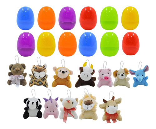 12x Huevos De Pascua Rellenos Con Animal De Peluche Lindos