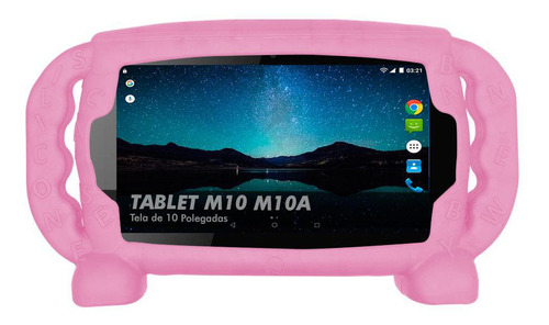 Capa Infantil Tablet Multilaser M10 M10a Kids Macia Top Rosa