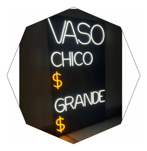 Cartel Neón Led Vaso Grande / Chico Luminoso - Llamativo 