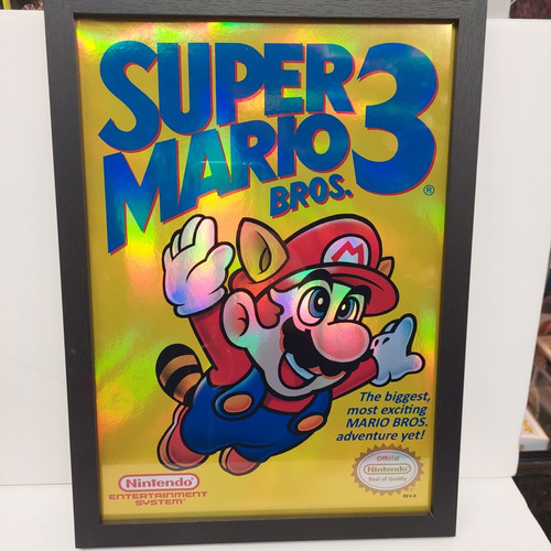 Cuadro Super Mario 3 Fondo Amarillo En Marco 32x24