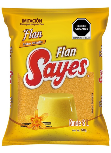 Flan Sayes En Polvo Sabor Vainilla Sin Caramelo 720gr 3 Pzs