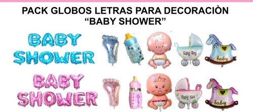 Globos Metálicos Baby Shower (letras + Imagene Kit Completo)
