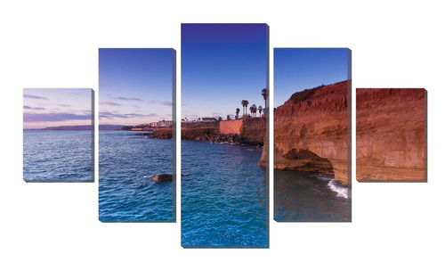 Kit Quadro Decorativo 5 Partes Montanha Vista Ao Mar Gigante