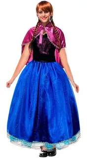 Fantasia Princesa Anna Adulta Frozen Cosplay De Luxo C/ Capa