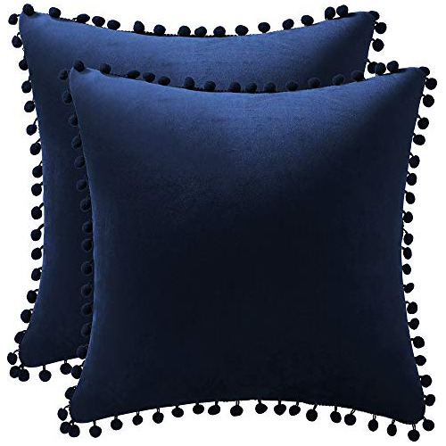 Fundas De Almohada Sofá De 22x22 Color Azul Marino