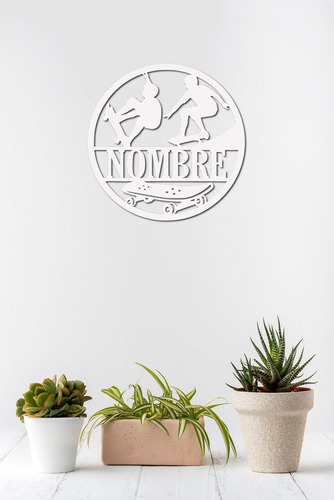 Cuadro Personalizado Con Nombre Deportes 40cm Fun Republic Skate 40x40cm Blanco
