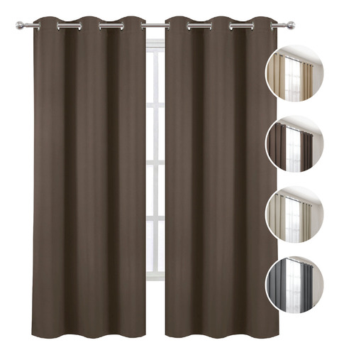 Cortinas Blackout Con Aislamiento Térmico 1.32m X 2.13m Color Chocolate
