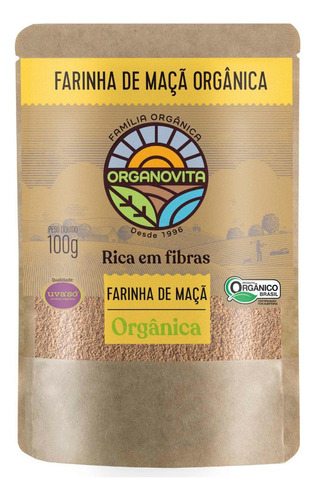 Farinha De Maçã Orgânica Casca E Semente Organovita 100 G