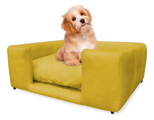 Caminha Cão Cama Pet Lili Almofada Lavável Suede Cores Cor Amarelo