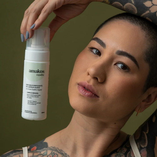 Espuma De Limpeza Facial Antiacne Limpeza Profunda Calmante Antioxidante De Copaíba Vegano 120ml Amakos