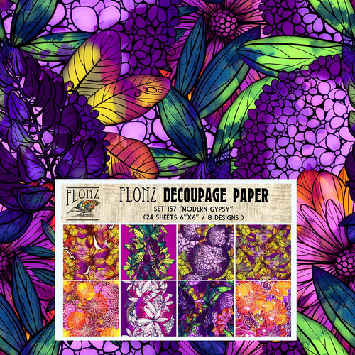 Decoupage Paper Pack (24 Hoja 6.0 X In) Diseño Floral Gitano