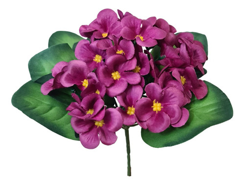 Buquê Flor Artificial Violeta Aveludada Para Decoração 17cm