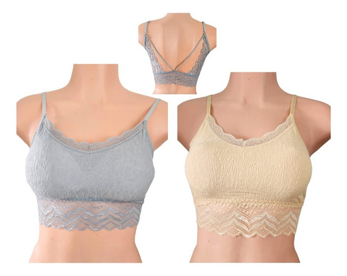 Par De Bralette Mujer Brasier Top Lencería Bralet Encaje