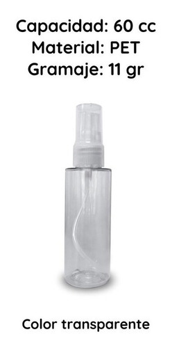 Imagen 3 de 10 de Botellas Plasticas Pet 60 Cc X 50un Con Spray Rociador