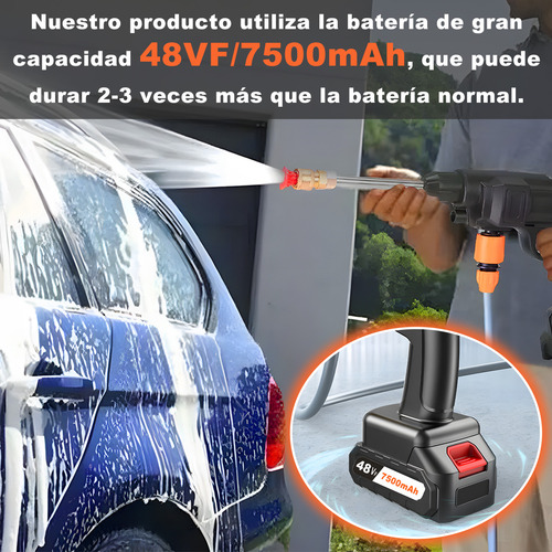 48v Hidrolavadora Inalambrica(2 Batería),hidrolavadora Portatil Con Manguera 5m,lavadora A Presión Portátil,alcance De 6-8 Metros,lavar Coches,pisos,riego De Jardín