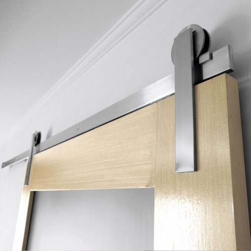 Kit Porta De Correr Em Inox Escovado Trilho 2m