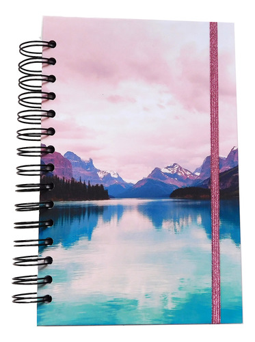 Libreta Media Carta Paisaje Rosa Elaborado A Mano