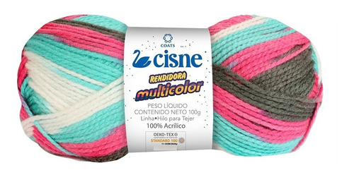 Imagen 3 de 3 de Lana Cisne Rendidora Multicolor X 5 Ovillos = 500gr