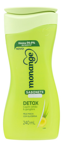 Sabonete líquido Monange Detox Capim-Limão & Gengibre 240 ml