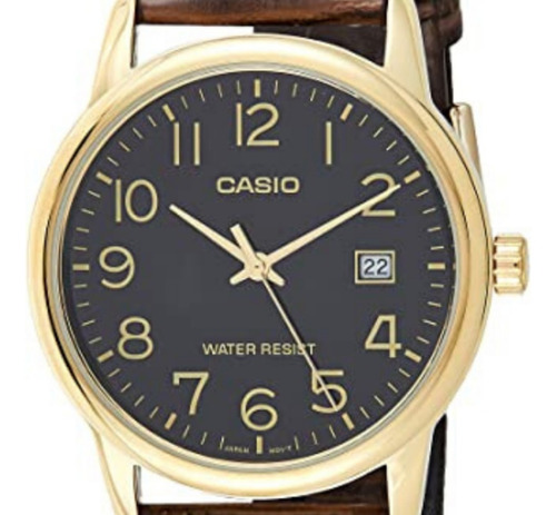 Relógio Masculino Dourado Casio Com Pulseira De Couro Marrom