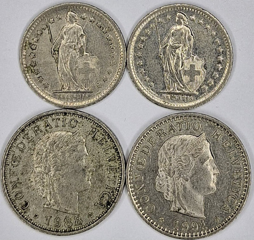 Suíça 4 Valores Diferentes 1/2 Franco 1968 Veja (Usado)